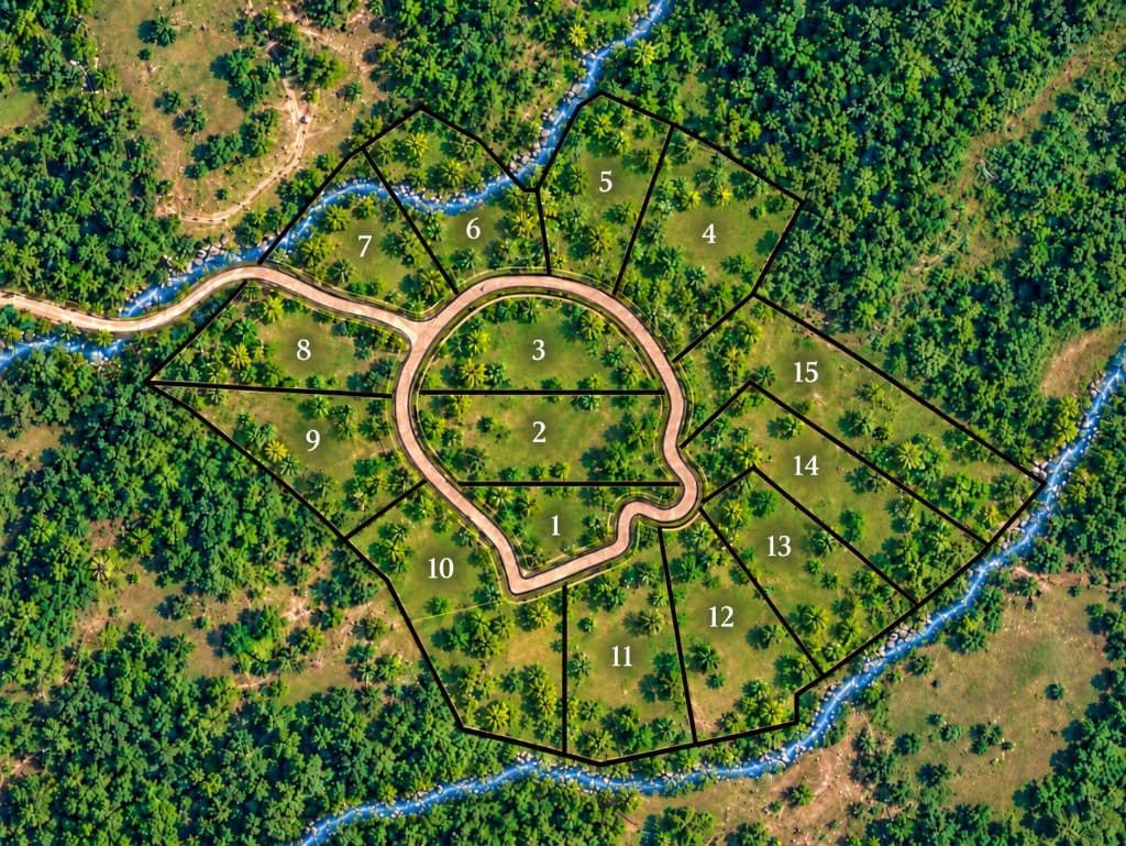 Finca Paso Fino aerial masterplan with lot overlays