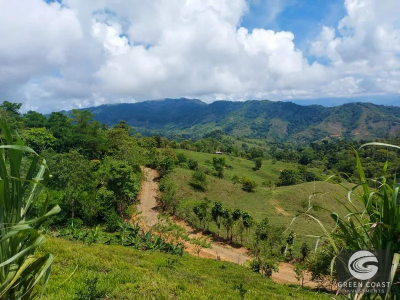 Uvita Ocean & Waterfall View Lot: 3.36 Acres, 2 Pads, Fruit Trees, 4x4 Access — view 1, Uvita, Costa Rica