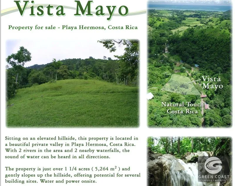 Vista Mayo: 1.25-Acre Ocean View Lot in Playa Hermosa Valley with Waterfalls & River Sounds — view 11, Garabito, Costa Rica
