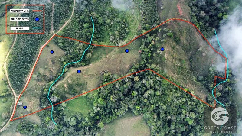 Costa Rican Mountain View Farm: Pastures, River & 5 Potential Building Sites near Uvita — view 2, Perez Zeledon, Costa Rica