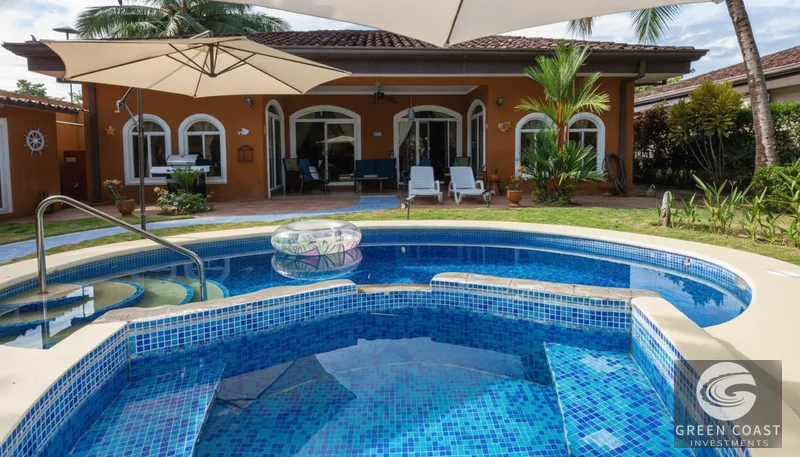 Costa del Sol: Furnished 3-Bed Home, Large Lot, Pool & Garage – Steps to Beach! — view 2, Esterillos, Parrita, Costa Rica