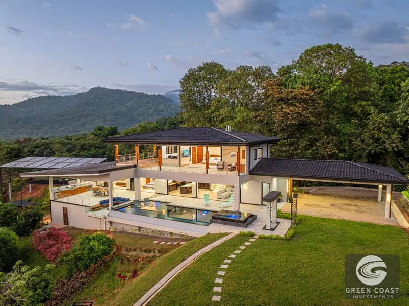 4 ACRES – 3 Bedroom Home “The Crystal Shire” With Wide Ocean View, Creek, Solar Power, Fine Craftsmanship, Self Sufficiency!! — view 1, Portalon, Matapalo, Cost
