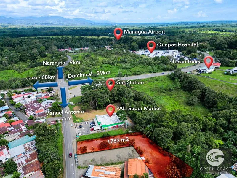 Prime Commercial Lot in Quepos: Ready-to-Build 1,782m² Near Costanera Sur — view 1, Quepos, Costa Rica